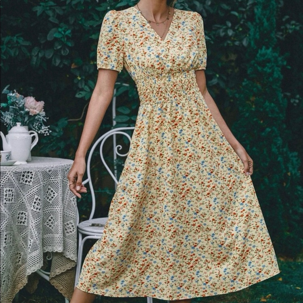 Cream floral dress
